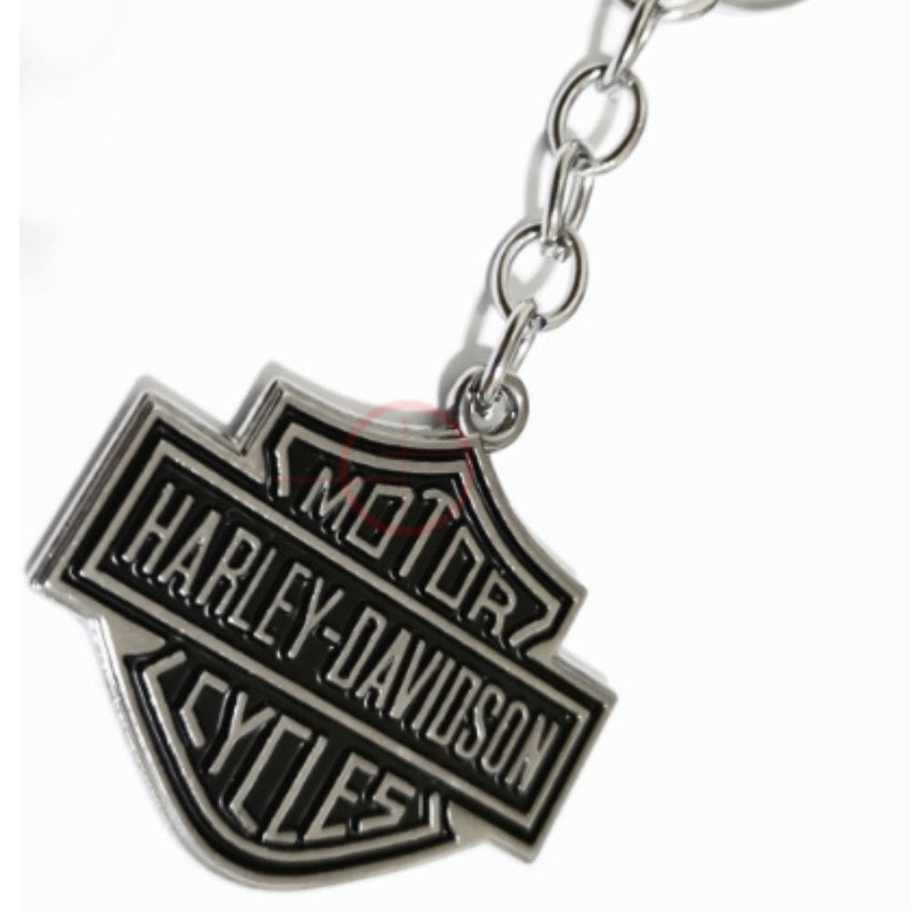 Harley-Davidson Silver Black Bar Shield DOUBLE-SIDED Key Chain - Picture 4 of 6